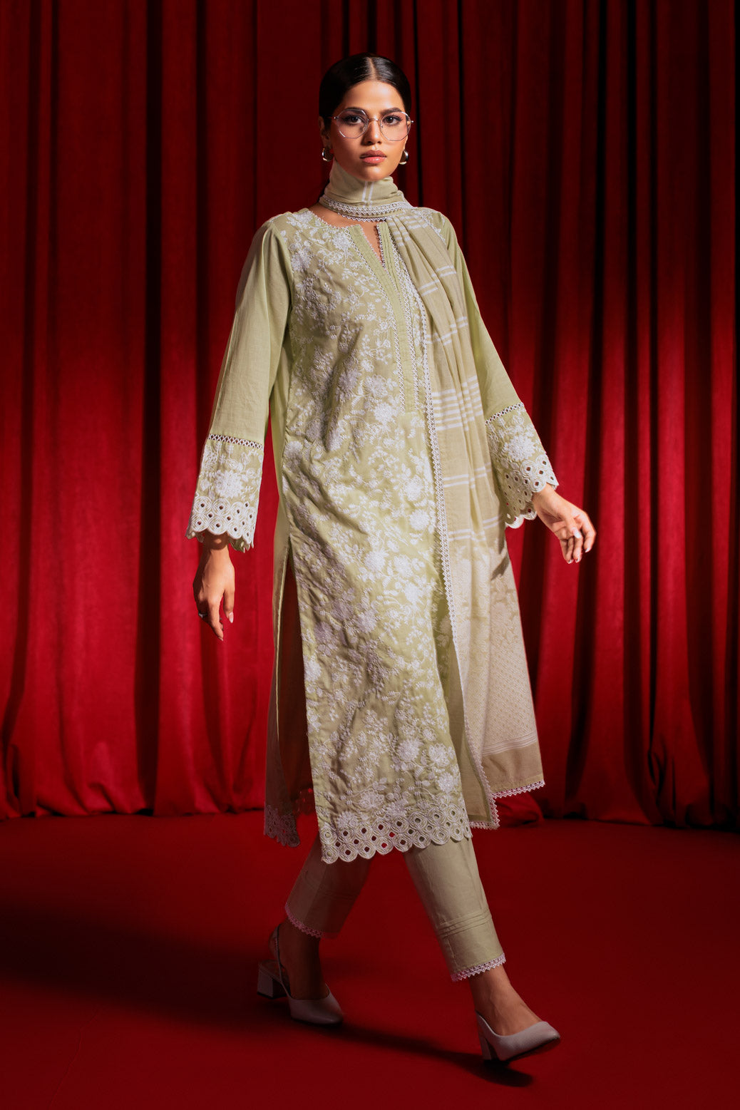 Bonanza Satrangi | White Cambric 3 Piece (6S24K3P044) 8 White