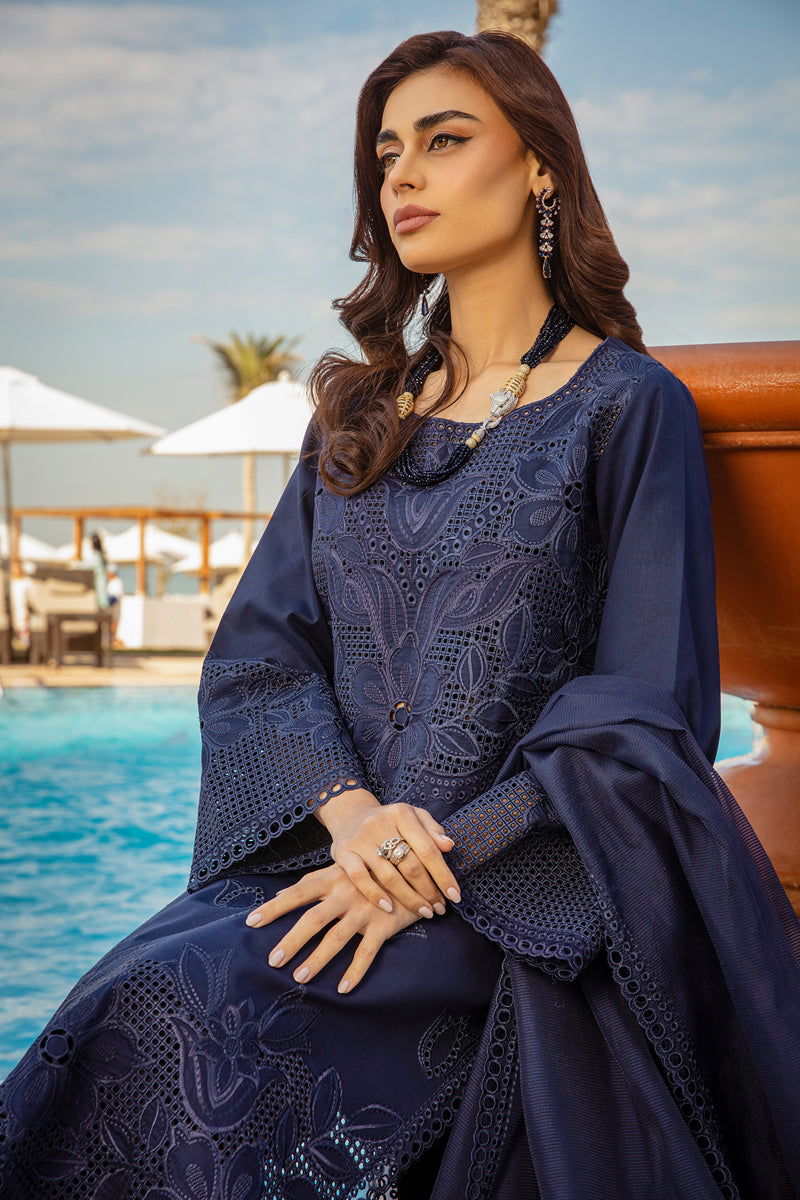 Rangrasiya | Premium Summer Lawn 25 | Zara M Navy Blue Lawn