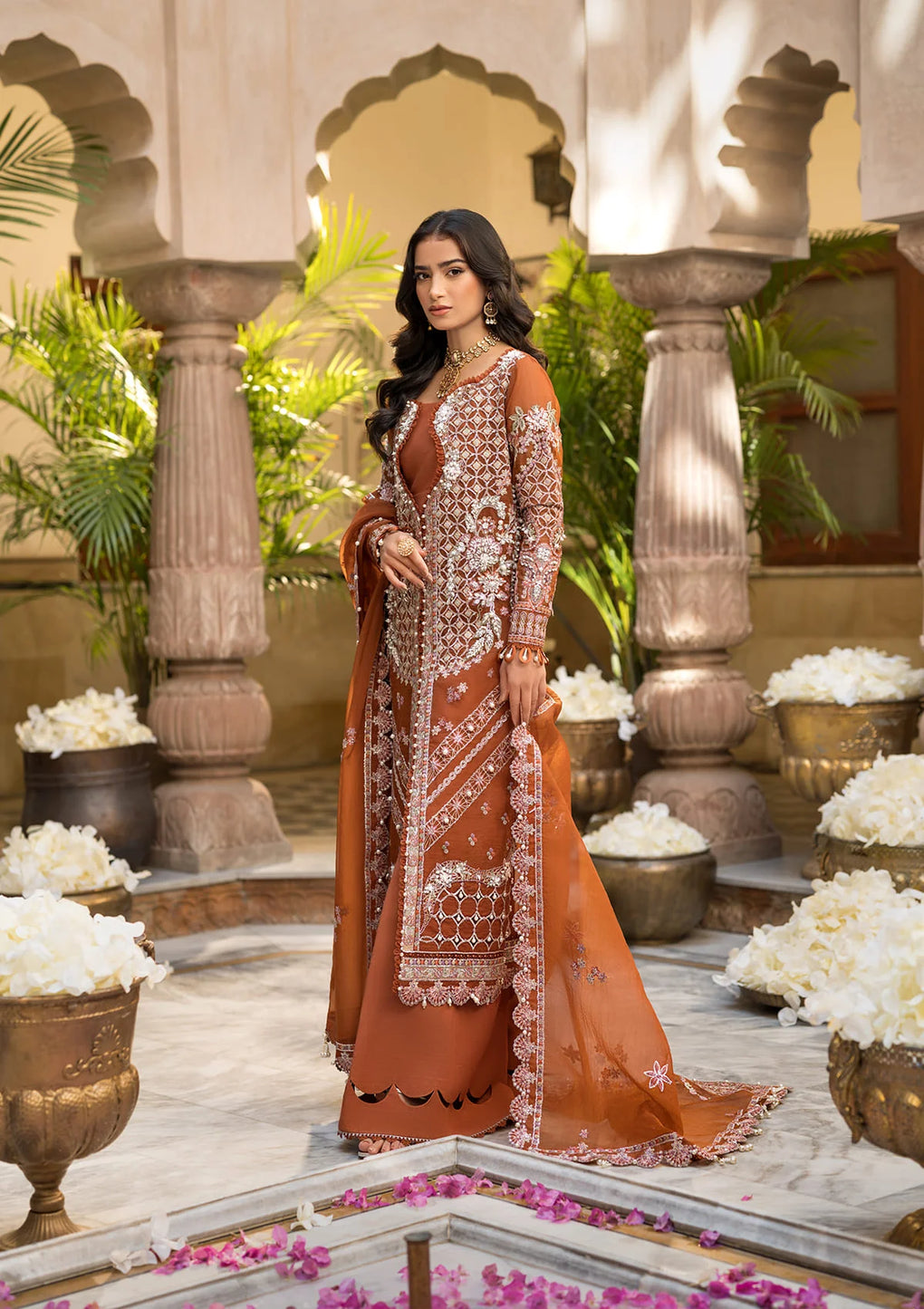 Elaf Premium | Formal Handwork Collection | EFH-03 SHAHANA M Rust Organza