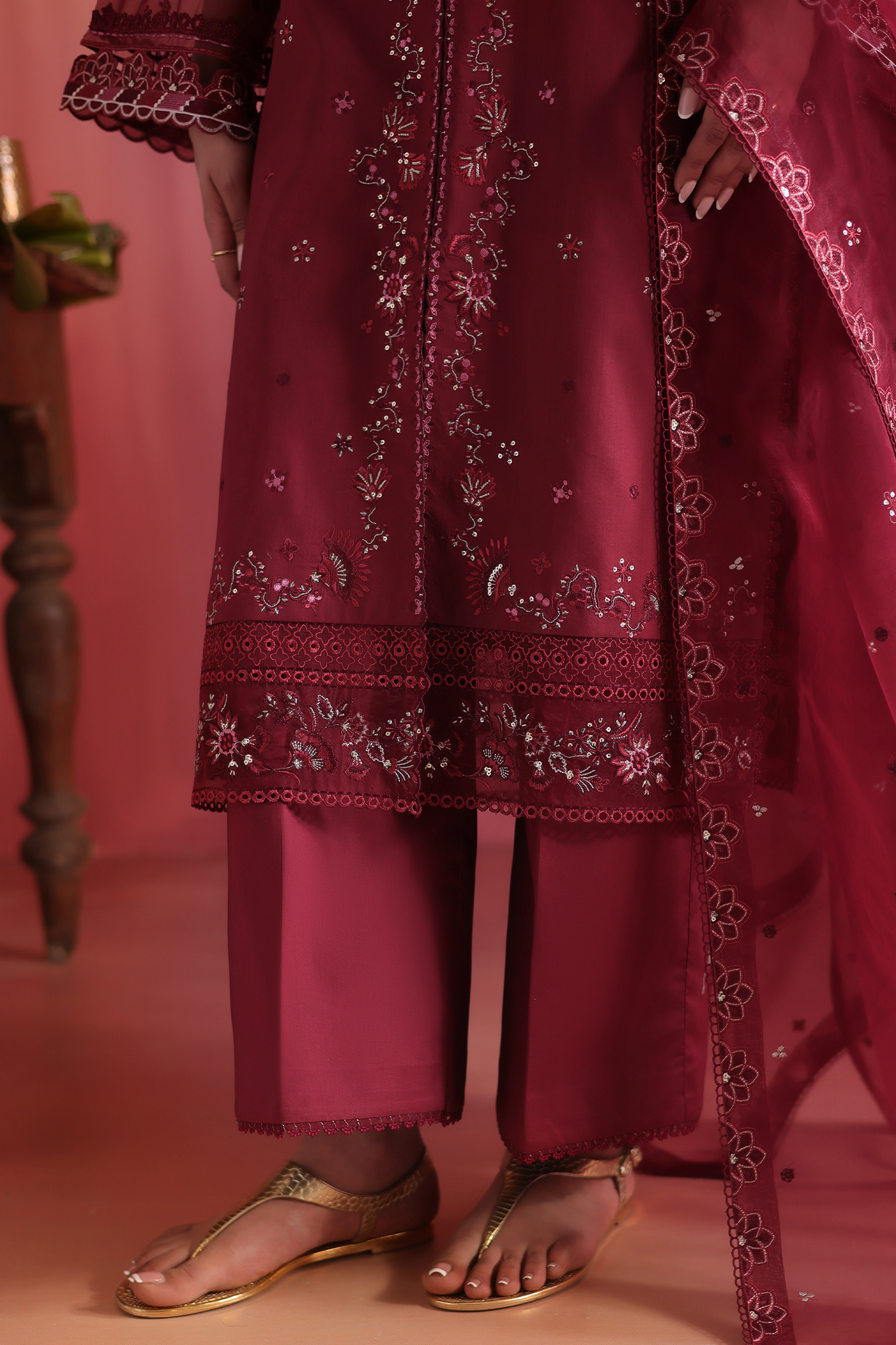Seran | Nayab Eid Lawn | MEHER XL Maroon Lawn