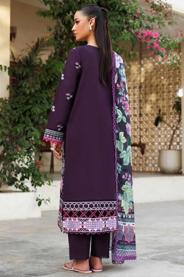Farasha | Summer Weaves Embroidered Lawn | Plum Allure S Dark Purple Lawn