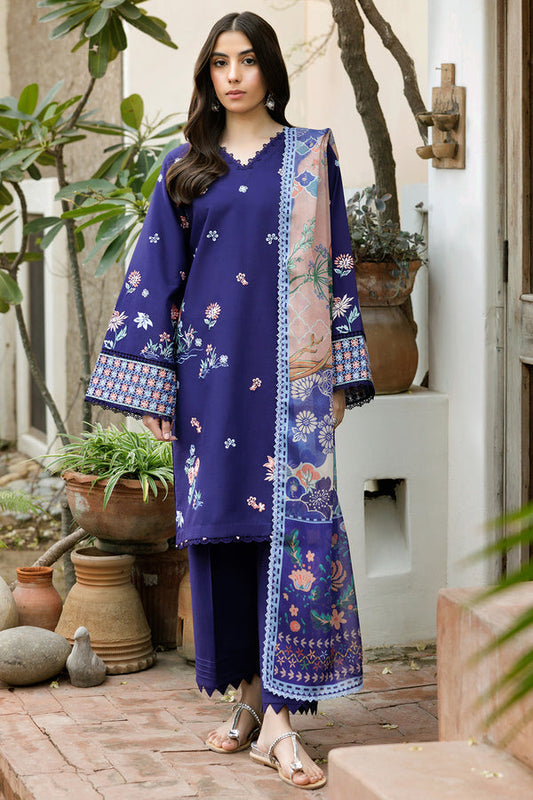 Farasha | Summer Weaves Embroidered Lawn | Indigo Glow XS Navy Lawn