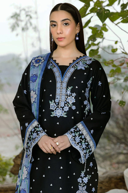 Farasha | Summer Weaves Embroidered Lawn | Ashen Light L Black Lawn