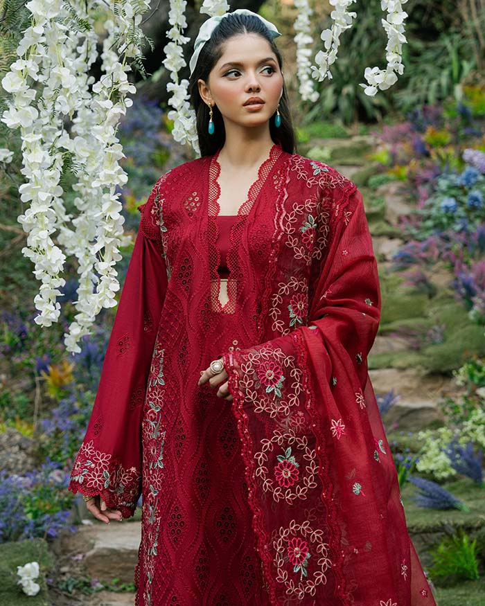 Zevk | Flora Festive Lawn | RED ROSE M Red Lawn