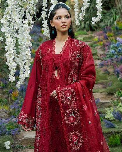 Zevk | Flora Festive Lawn | RED ROSE M Red Lawn