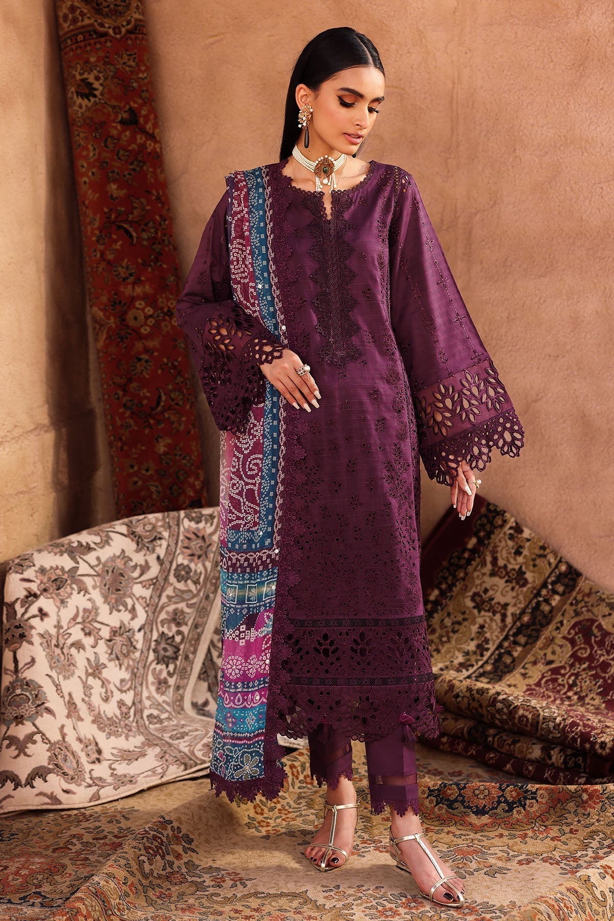 Nureh | Bazaar Lawn | NE-161 XS Dark Plum Lawn