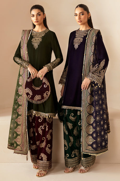 Jazmin | Velvet Edit 24 | VF-2029 XS Dark Mehndi Velvet