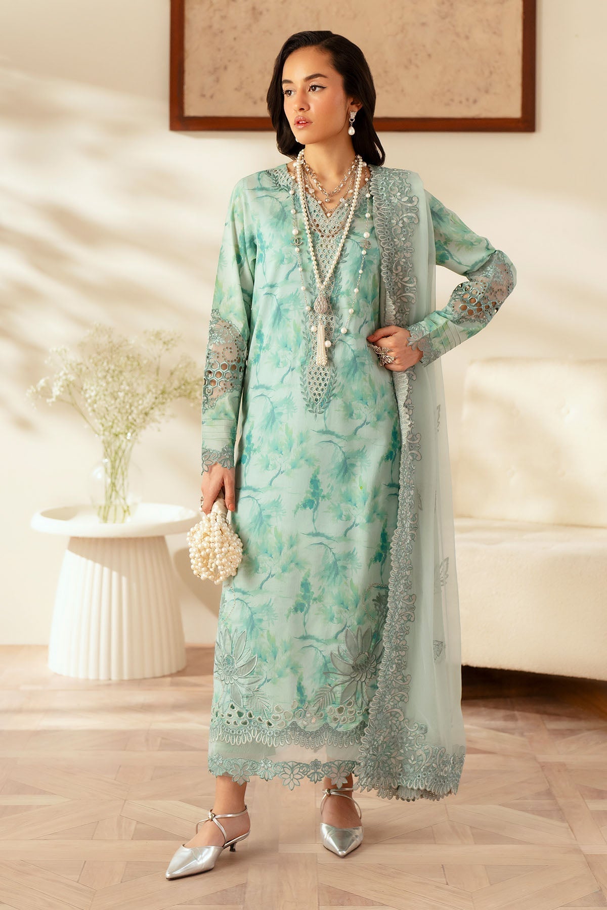 Nureh | Feya Eid Lawn | FE-03 L Ice Blue Lawn