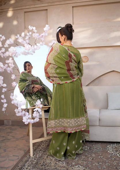 Elaf Premium | Formal Handwork Collection | EFH-08 PARWAANA S Olive Green Organza