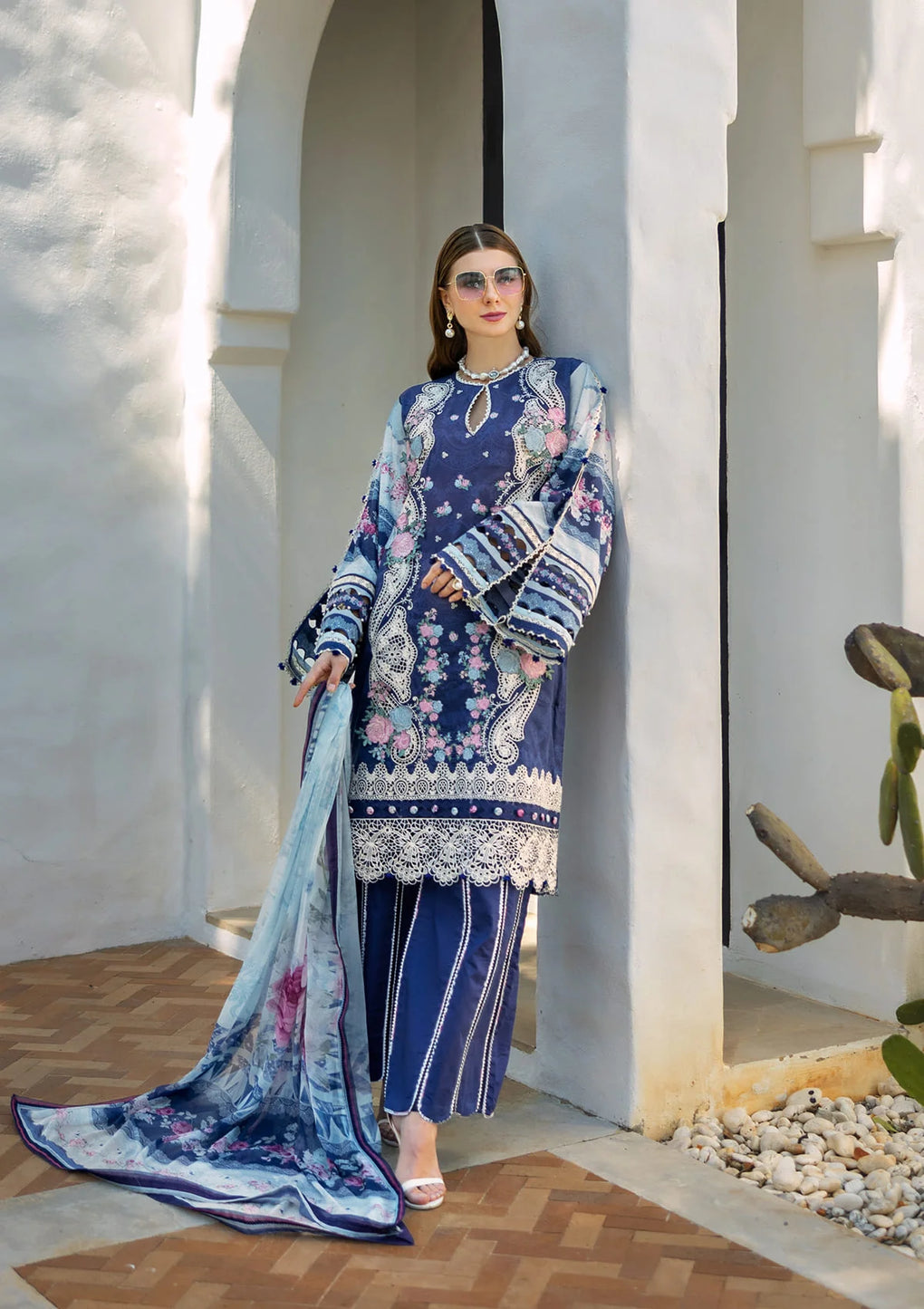 Elaf Premium | Signature 25 | ETS-06A LONDON BLUES Custom Size Blue Chiffon