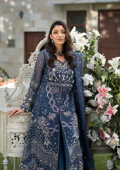 Elaf Premium | Formal Handwork Collection | EFH-04 FALAK XL Navy Blue Organza