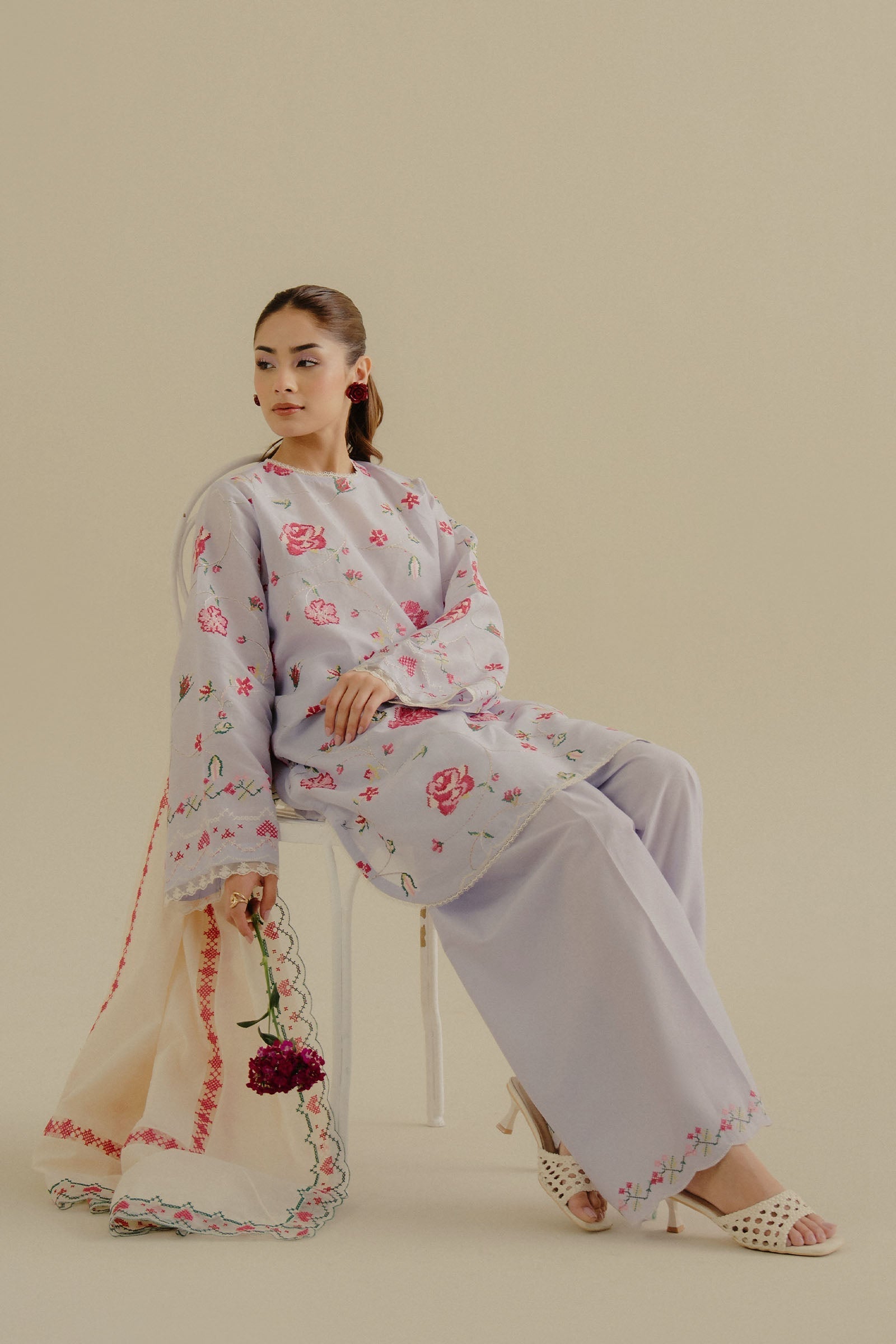Zara Shahjahan | Coco Lawn 25 | Zufra-6B Custom Size Light Lavender Lawn