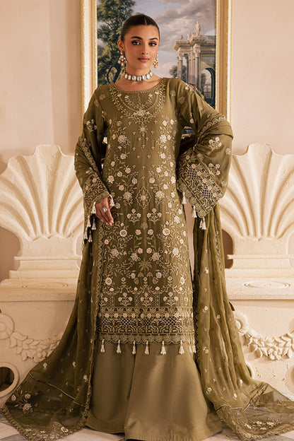 Emaan Adeel | Miraan luxury chiffon | DELARAM XS Mehndi Green Chiffon