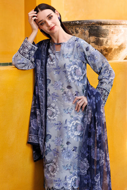 Farasha | Printed Essentials | Serene Haze XL Gray Lawn