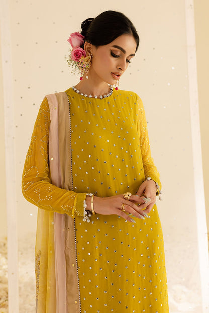 Nureh | Mukeshkari Formals | MK-08 M Lime Yellow Chiffon