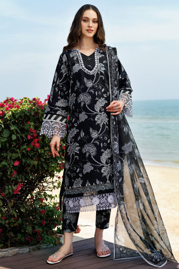 Farasha | Printed Essentials | Sable Dusk XS Black Lawn