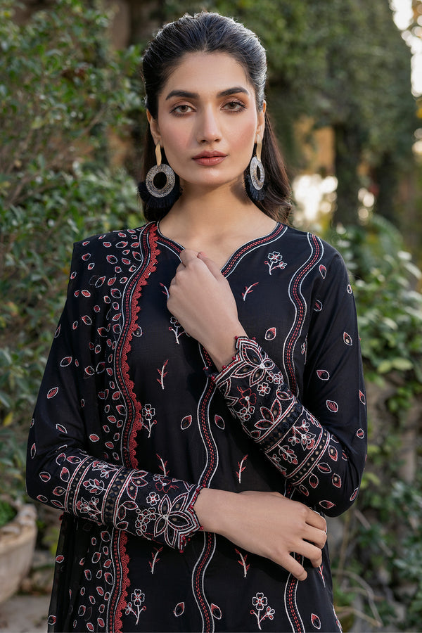 Farasha | Summer Weaves Embroidered Lawn | Black Rose M Black Lawn