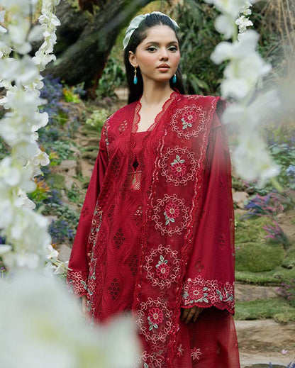 Zevk | Flora Festive Lawn | RED ROSE L Red Lawn
