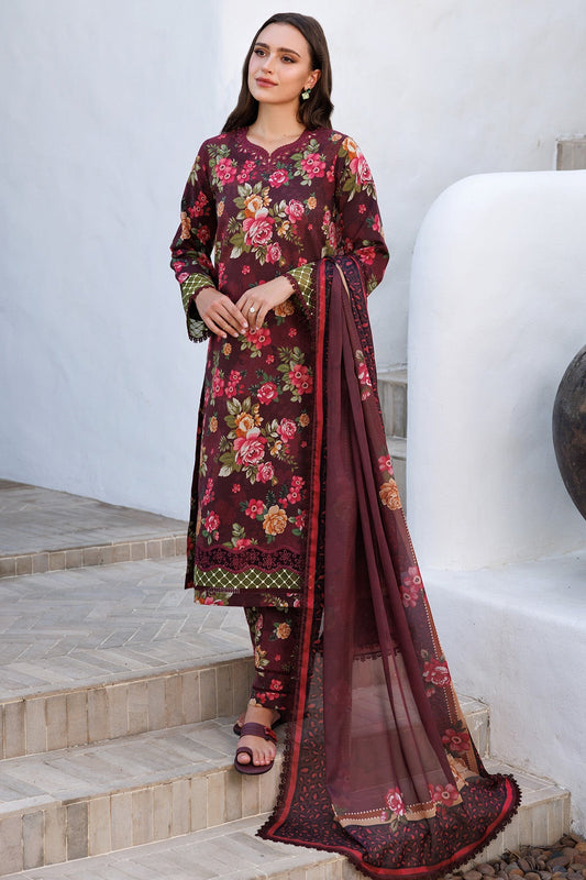 Farasha | Printed Essentials | Floral Berry XS Dark Plum Lawn