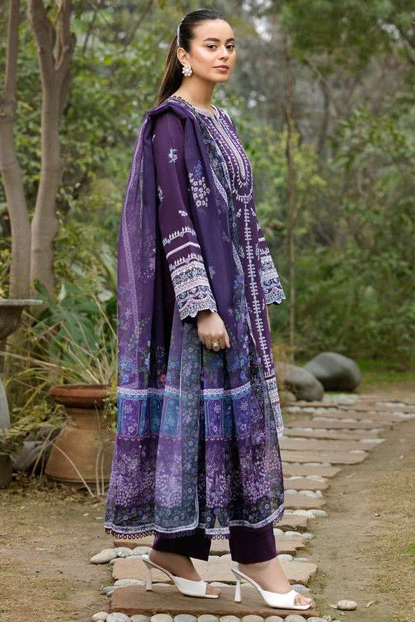 Farasha | Summer Weaves Embroidered Lawn | Regal Iris S Dark Purple Lawn