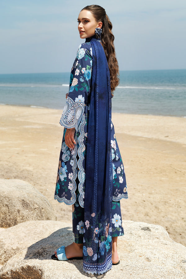 Farasha | Printed Essentials | Floral Blush S Navy Blue Lawn