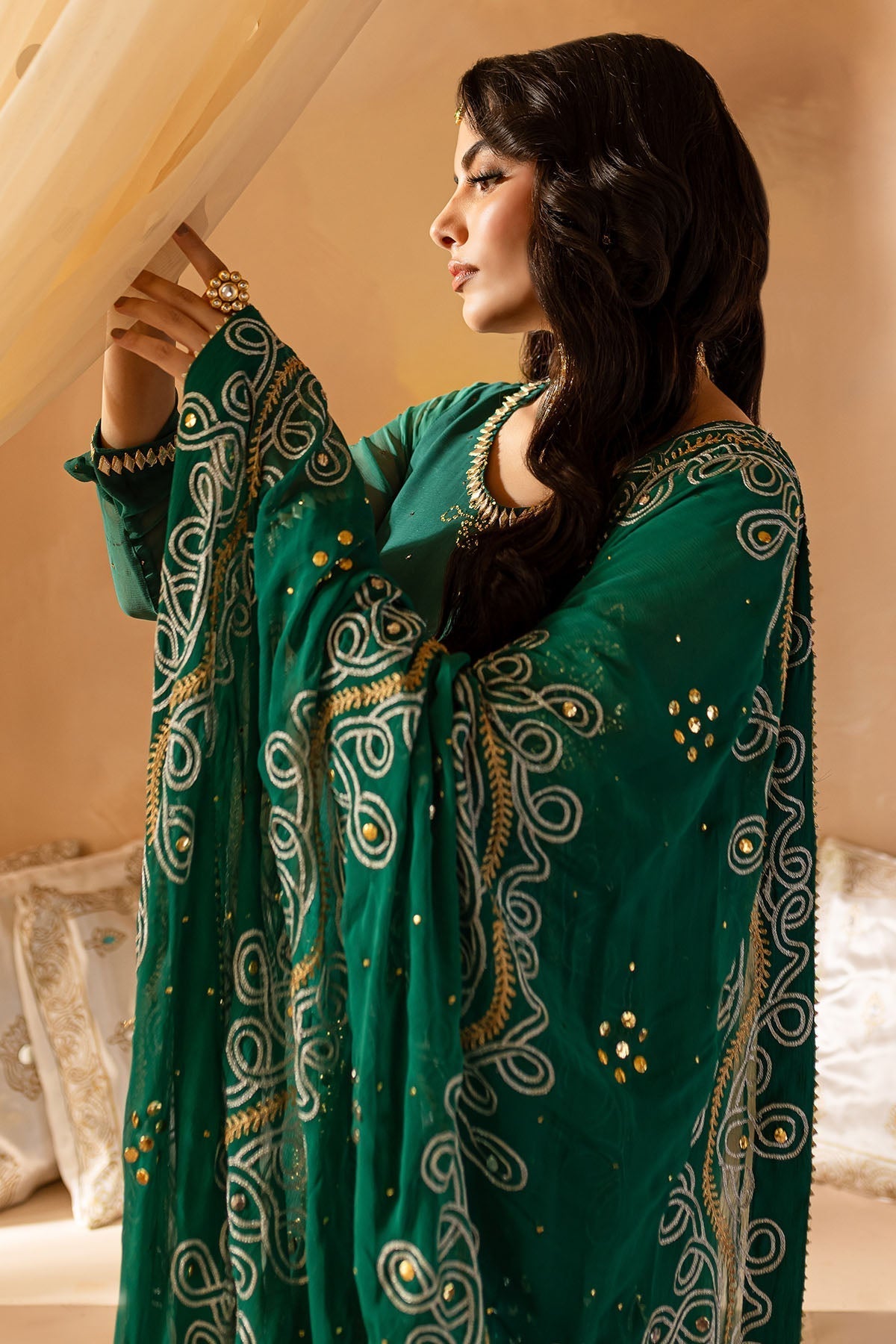 Nureh | Mukeshkari Formals | MK-01 M Green Chiffon