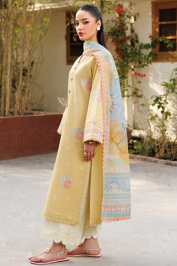 Farasha | Summer Weaves Embroidered Lawn | Sunlit Mellow L Pale Yellow Lawn