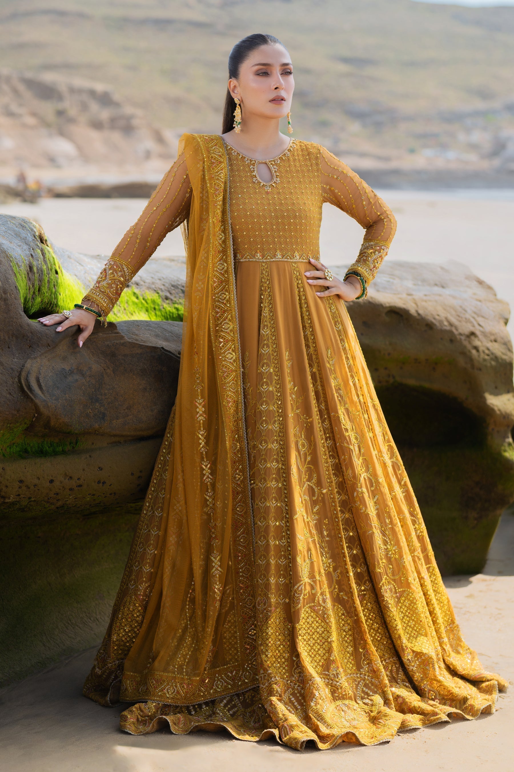 Naqshi | Sahil Kinaray | AINARA XS Mustard Crinkle