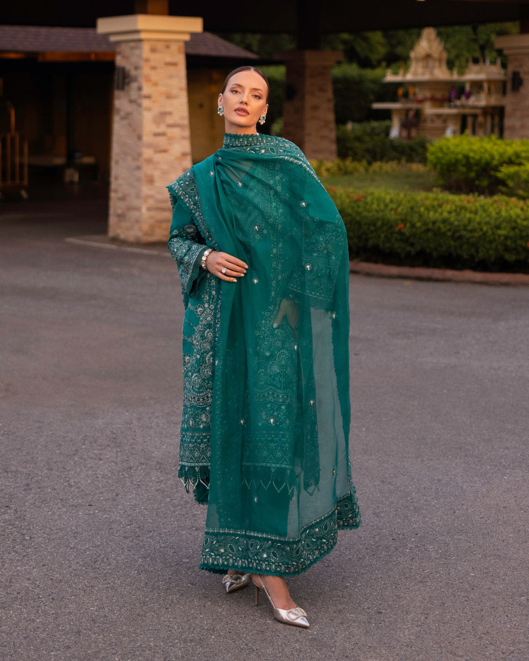 Faiza Saqlain | Zinnia Lawn 25 | Calla M Emerald Green Lawn