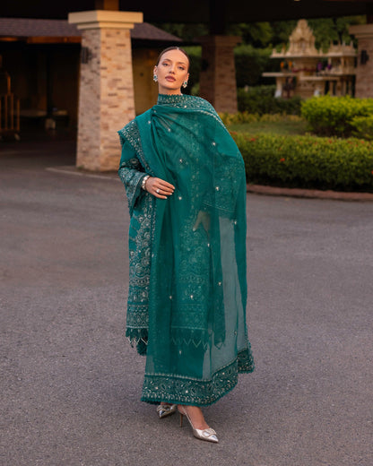 Faiza Saqlain | Zinnia Lawn 25 | Calla M Emerald Green Lawn