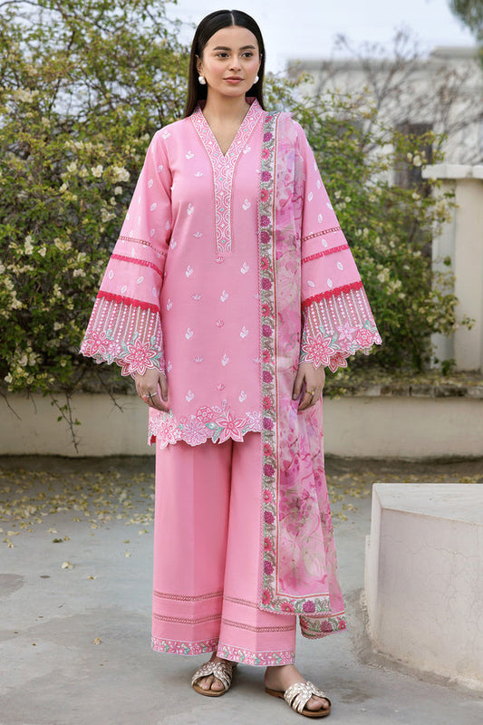 Farasha | Summer Weaves Embroidered Lawn | Soft Mist XS Rose Pink Lawn