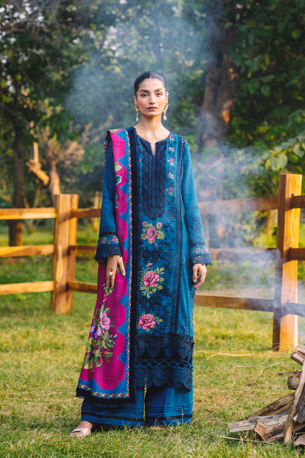 Saira Rizwan | Winter 2024 | DINA-SRW24-04 XS Blue Khaddar