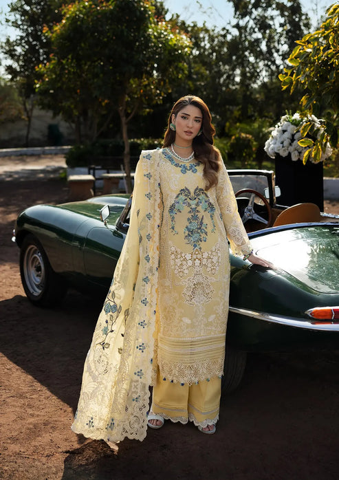 Kahf Premium | Luxury Lawn 25 | KLR-03 Sasha XS Lemon Yellow Lawn