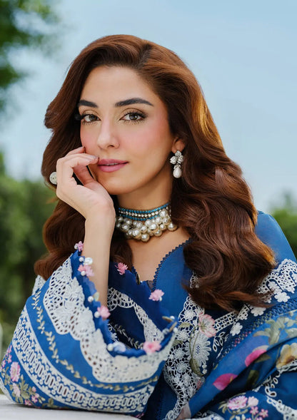 Elaf Premium | Luxury Lawn 25 | ELH-2A ZIVA M Royal Blue Lawn