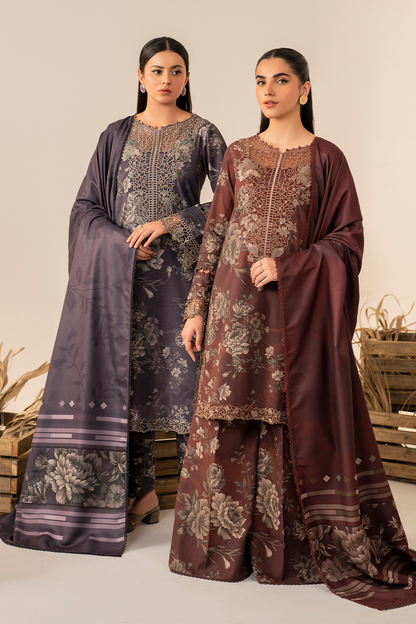 Iznik | Exclusive Winter | UE-349 S Purple Gray Slub Khaddar