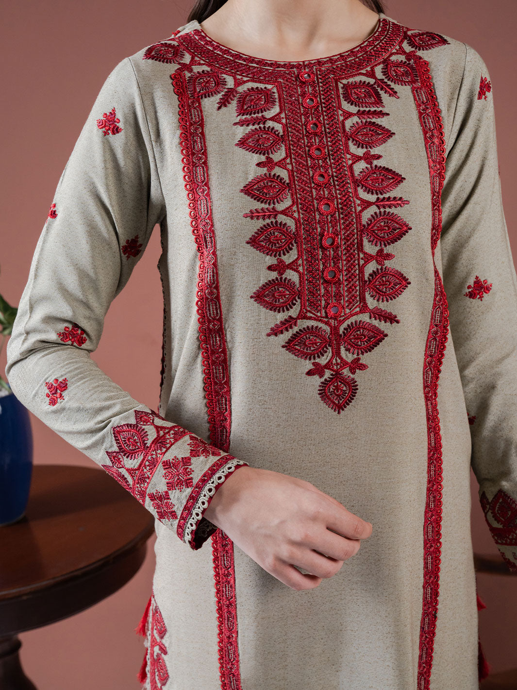 Faiza Faisal | Winter Edit 2024 | SAFFA M Olive Green Karandi