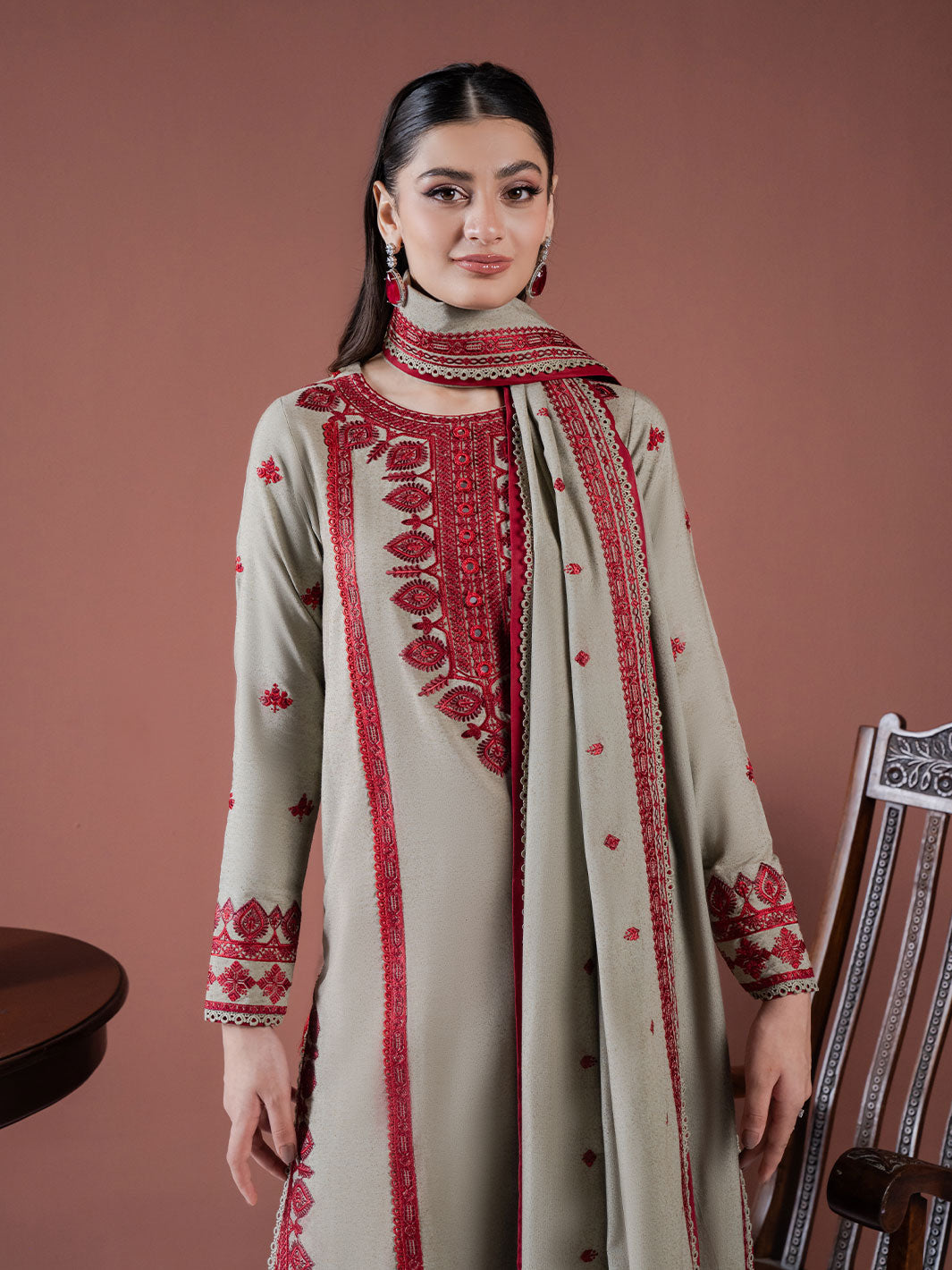 Faiza Faisal | Winter Edit 2024 | SAFFA L Olive Green Karandi
