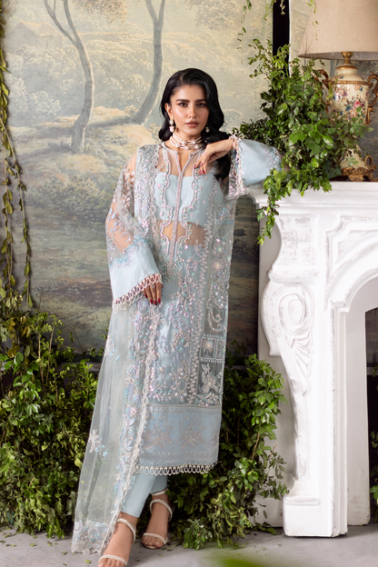 Saad Shaikh | Flurie Formals | Stella XL Light Blue Net