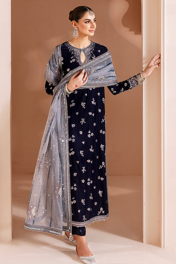 Jazmin | Chandni Velvet Formals 25 | Embroidered Velvet Formal CVF D-03 - Pakistani Designer Dress - by Jazmin - Type : Ladies Clothes - 100% Original at Saira Sultan