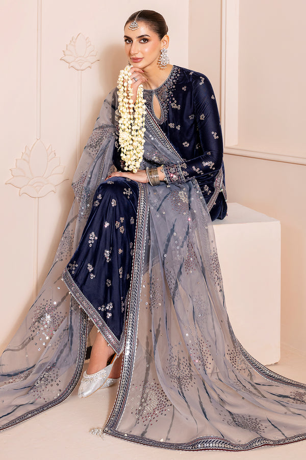 Jazmin | Chandni Velvet Formals 25 | Embroidered Velvet Formal CVF D-03 - Pakistani Designer Dress - by Jazmin - Type : Ladies Clothes - 100% Original at Saira Sultan
