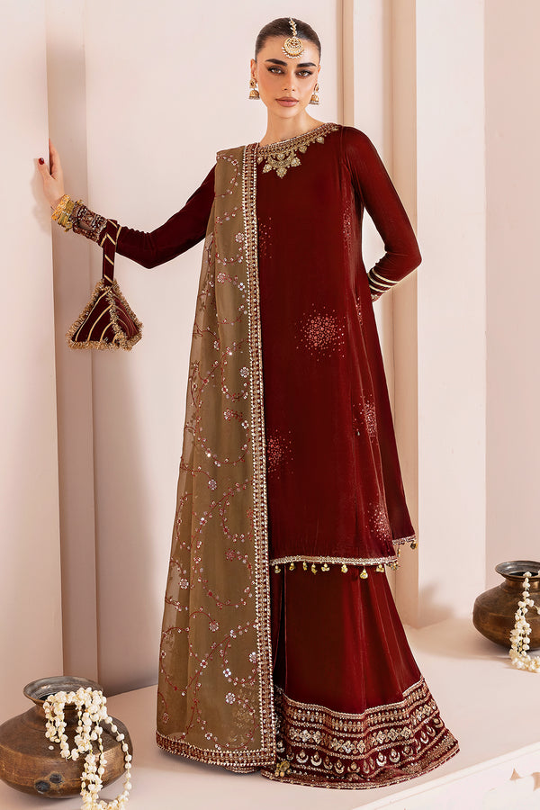 Jazmin | Chandni Velvet Formals 25 | Embroidered Velvet Formal CVF D-07 - Pakistani Designer Dress - by Jazmin - Type : Ladies Clothes - 100% Original at Saira Sultan