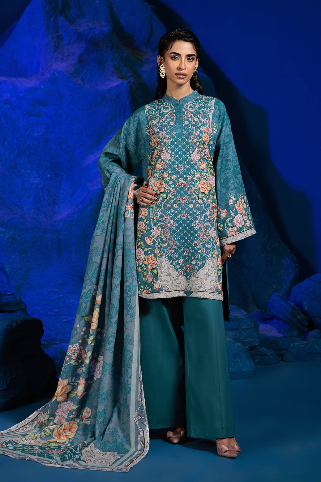 Bonanza Satrangi | Brilliant Blue 3 Pc (7W24P3P286) Teal