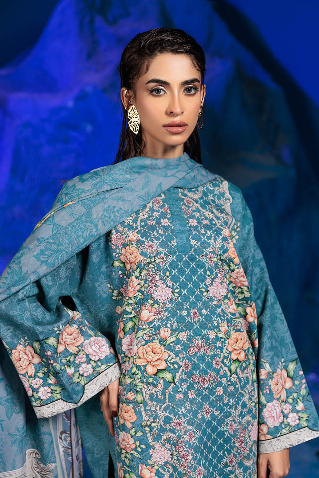 Bonanza Satrangi | Brilliant Blue 3 Pc (7W24P3P286)