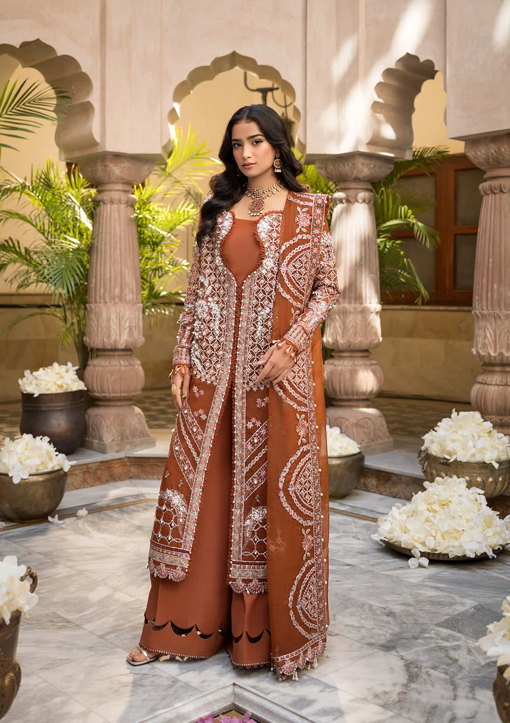 Elaf Premium | Formal Handwork Collection | EFH-03 SHAHANA XS Rust Organza