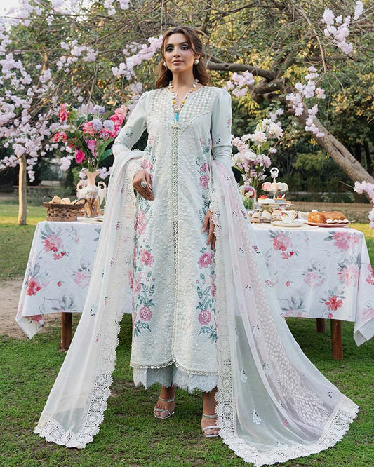 Zevk | Flora Festive Lawn | JASMINE XS Ice Blue Lawn