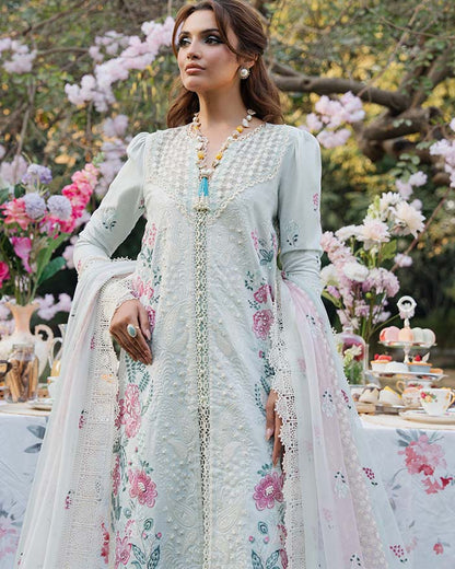 Zevk | Flora Festive Lawn | JASMINE XL Ice Blue Lawn