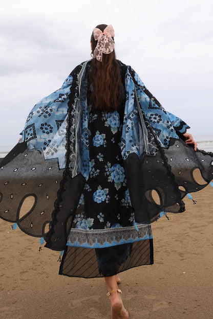 Nureh | Gardenia Embroidered Lawn 25 | NSG-171 S Black Lawn