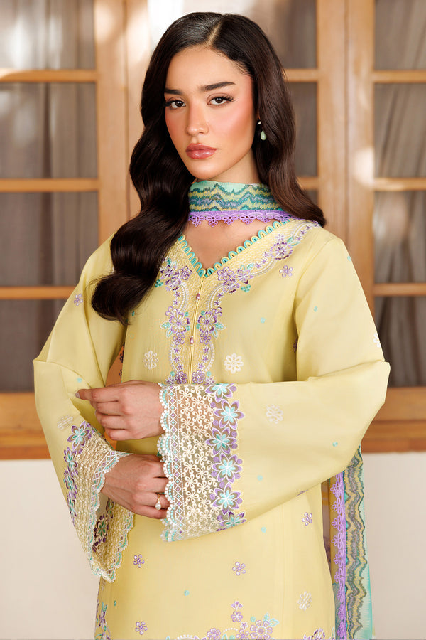 Farasha | Summer Weaves Embroidered Lawn | Daisy Dreams M Lime Lawn