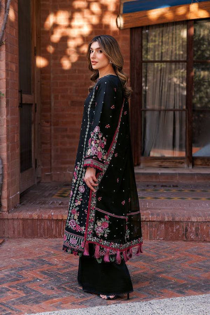 Farasha | Dastoor Embroidered Lawn SS24 | ORNATE NOIR - Pakistani Designer Dress - by Farasha | Type: Luxury - 100% Original at Saira Sultan