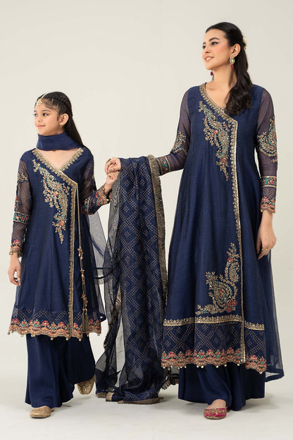 Maria B | 3 Piece Embroidered Paper Cotton Suit | MKD-W24-22 6-Apr Blue